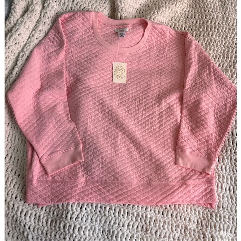 NWT The Beaufort Bonnet Company Pink Quilted Crewneck Pullover coastal loungewea - Picture 2 of 9